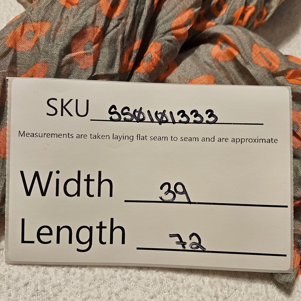 Womens Scarf Orange Donut Print Gray Lightweight‎ Fashion Accessory - Picture 4 of 4